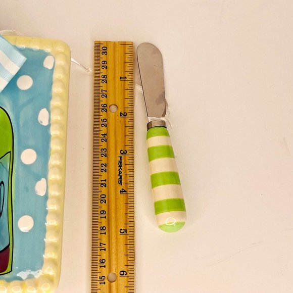 Mud Pie Vino Cheese Bowl Appetizer Dip Spread And knife Pastel With Polka Dots - Picture 8 of 9